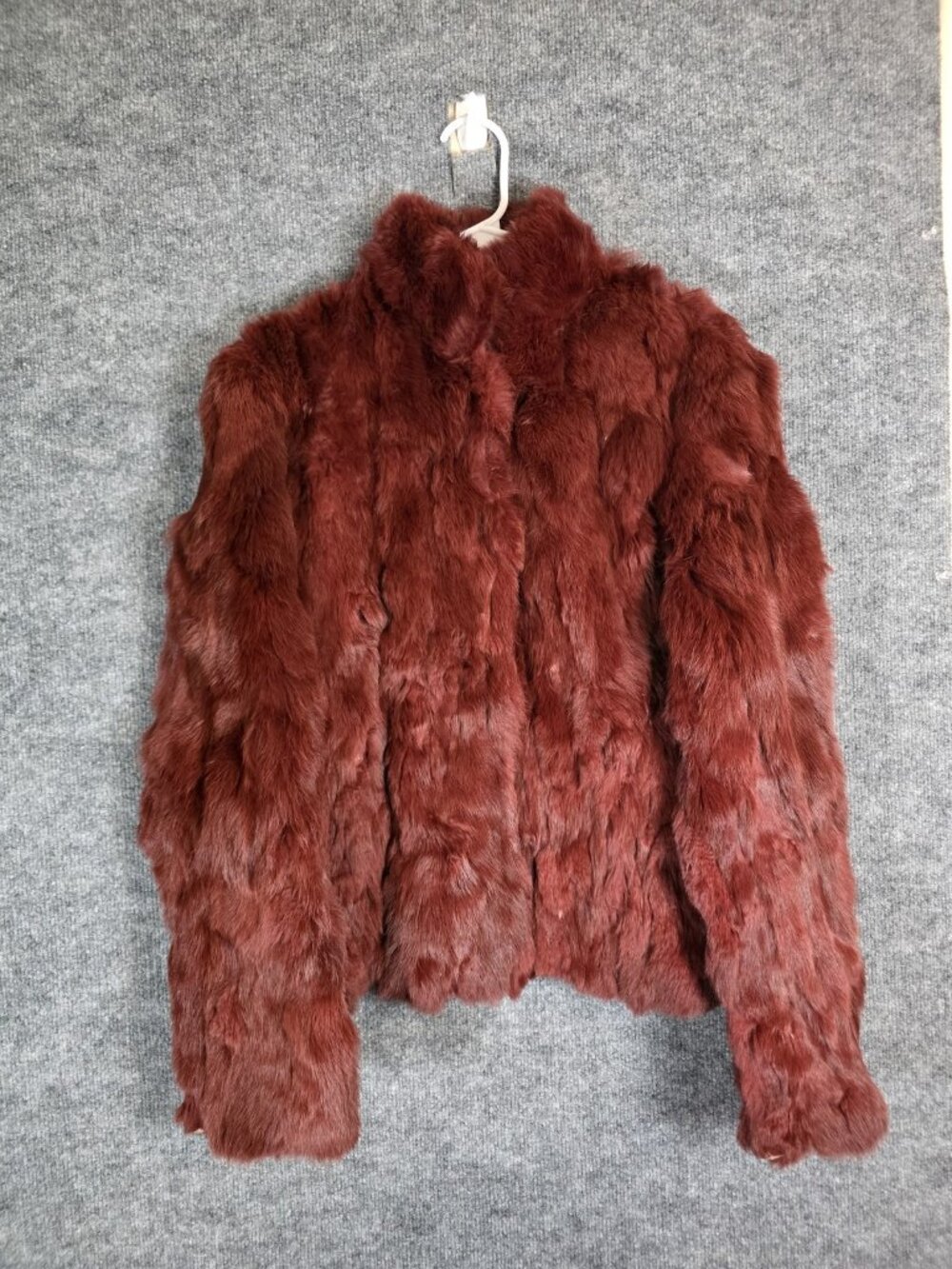 Wilsons Leather Maxima Jacket Womens Large Red Genuine Fur Collared Damaged
